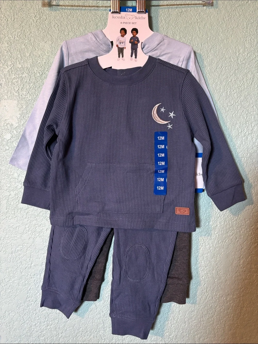 Koala Kids Baby Navy Moon & Stars 4 Piece Set, 12 mos - NWT